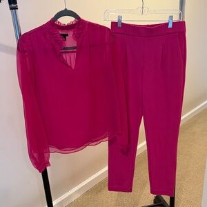 Ann Taylor Fuchsia Blouse and Pants Set